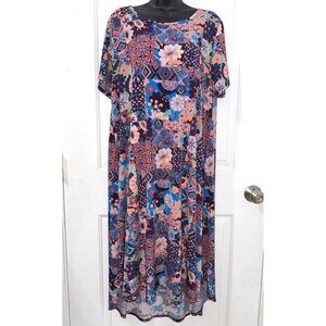 LuLaroe Carly dress in Blue & Pink Floral Print